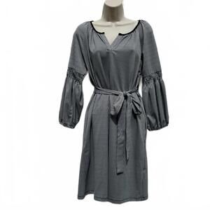 Violet Weekend Black & White Gingham Long Sleeve Dress with Pockets | Size Large